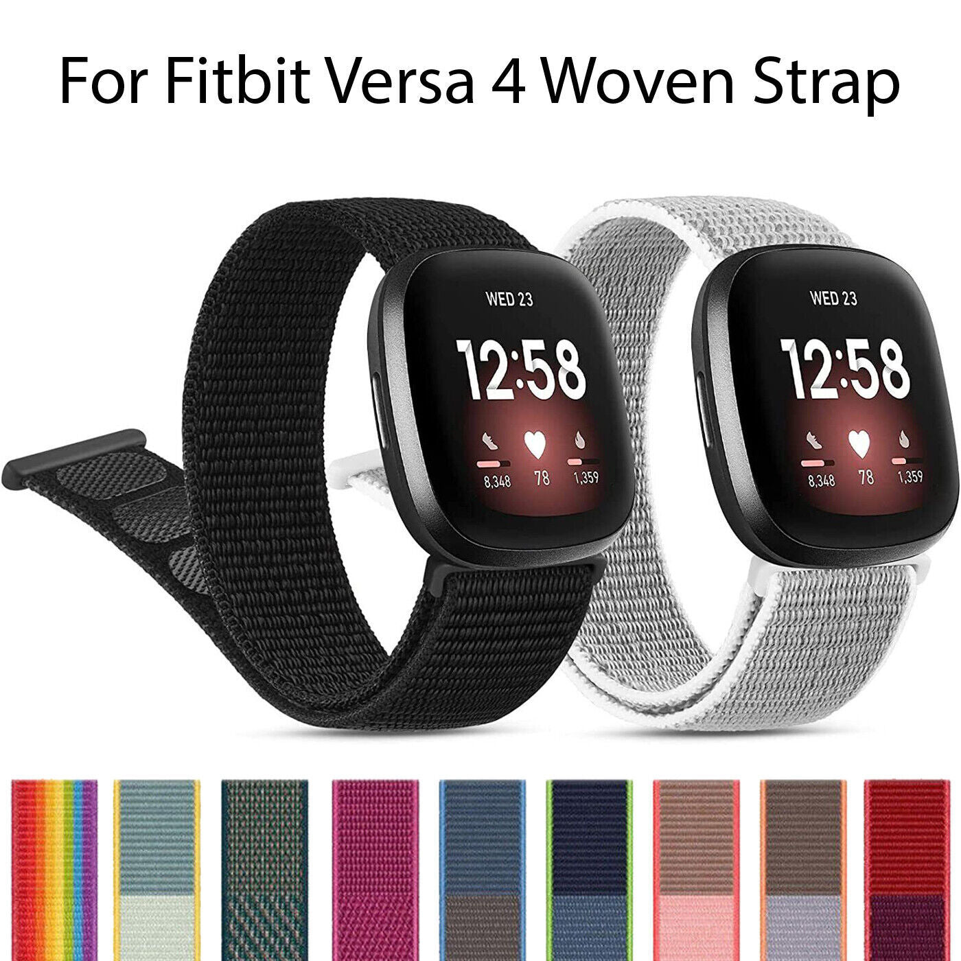 Replacvement Sports Nylon Loop For Fitbit Versa 4 Woven Watch Band Strap