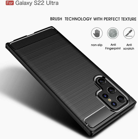 For Galaxy S22 5G S22+ S22 Ultra Carbon Fiber Shockproof Case Gel Silicone Cover