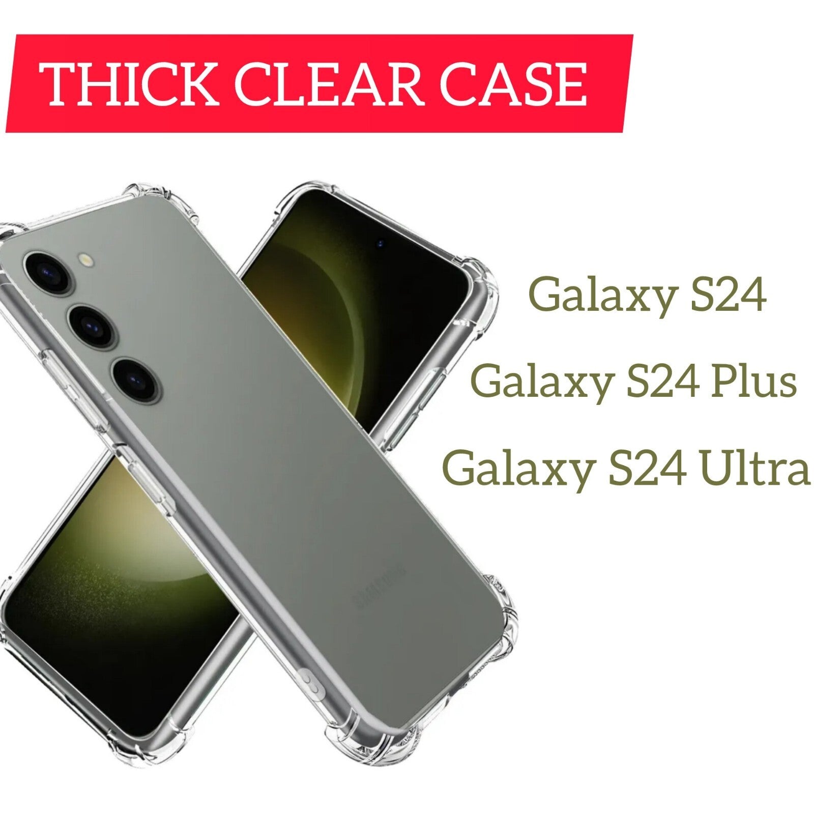 Clear Case For Galaxy S24 Ultra Plus Shockproof  Bumper Thick TPU Silicone Cover