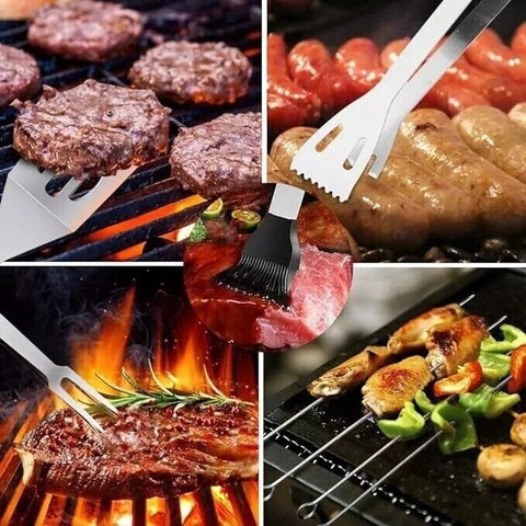 18X Stainless Steel BBQ Grill Tool Set Outdoor Utensil Cooking Cutlery Kit Case
