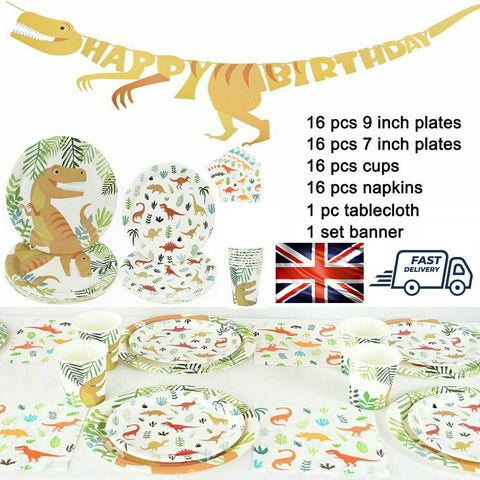 Happy Birthday Party Dinosaurs Theme Supplies Tableware Decor 16 Guest Set
