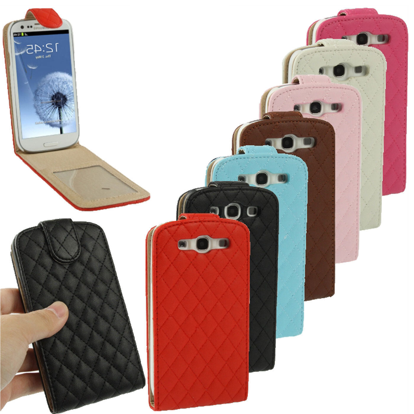 Case For Samsung Galaxy S3 SIII Leather Flip Wallet Cover Magnetic Stand