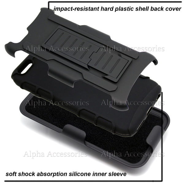 Shock Proof Defender Rugged Heavy Duty Armor Tough Hard Case Cover Wth Belt Clip