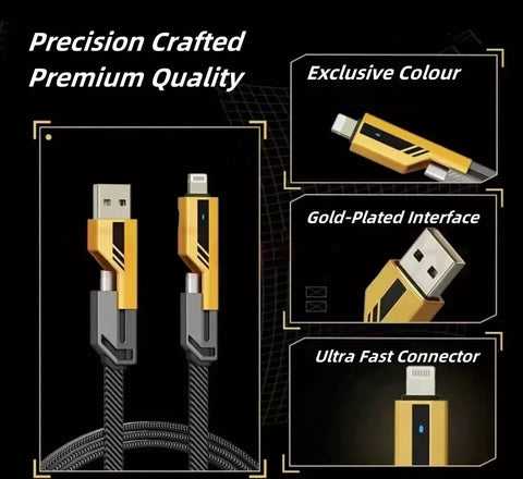 4 in 1 Multi USB PD Charger Charging Cable Cord For iPhone USB C Samsung Android