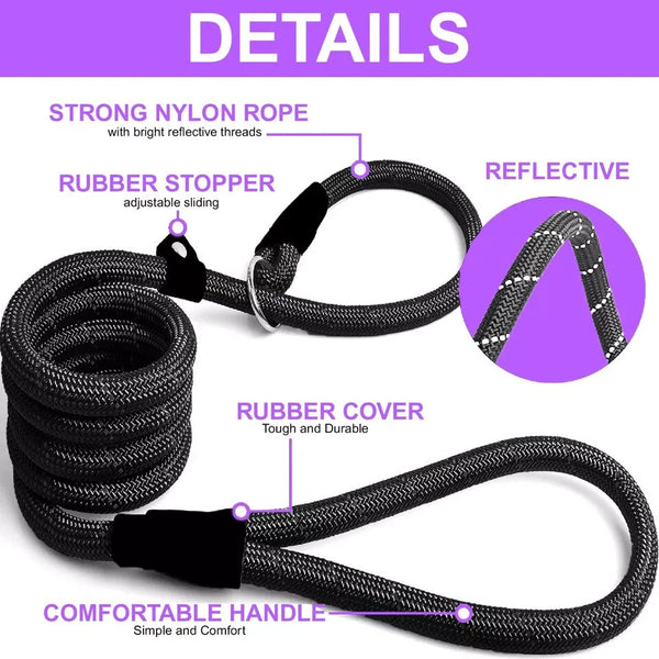 Puppy Dog Training Slip Rope Dog Lead Strong Nylon Training Walking Leash 6-10mm