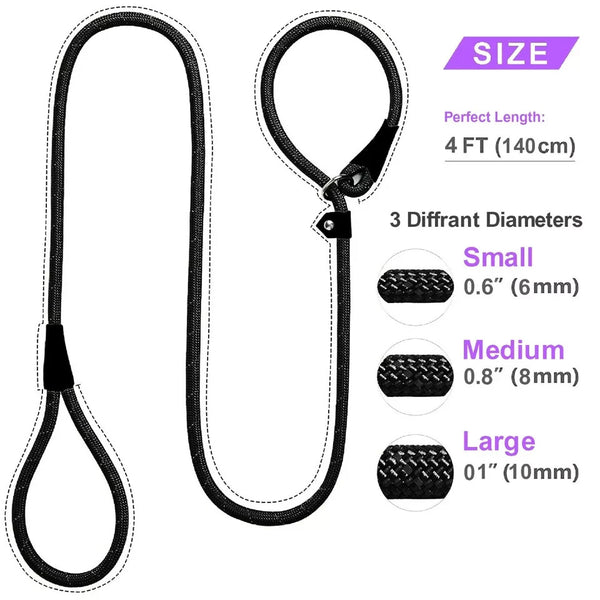 Puppy Dog Training Slip Rope Dog Lead Strong Nylon Training Walking Leash 6-10mm