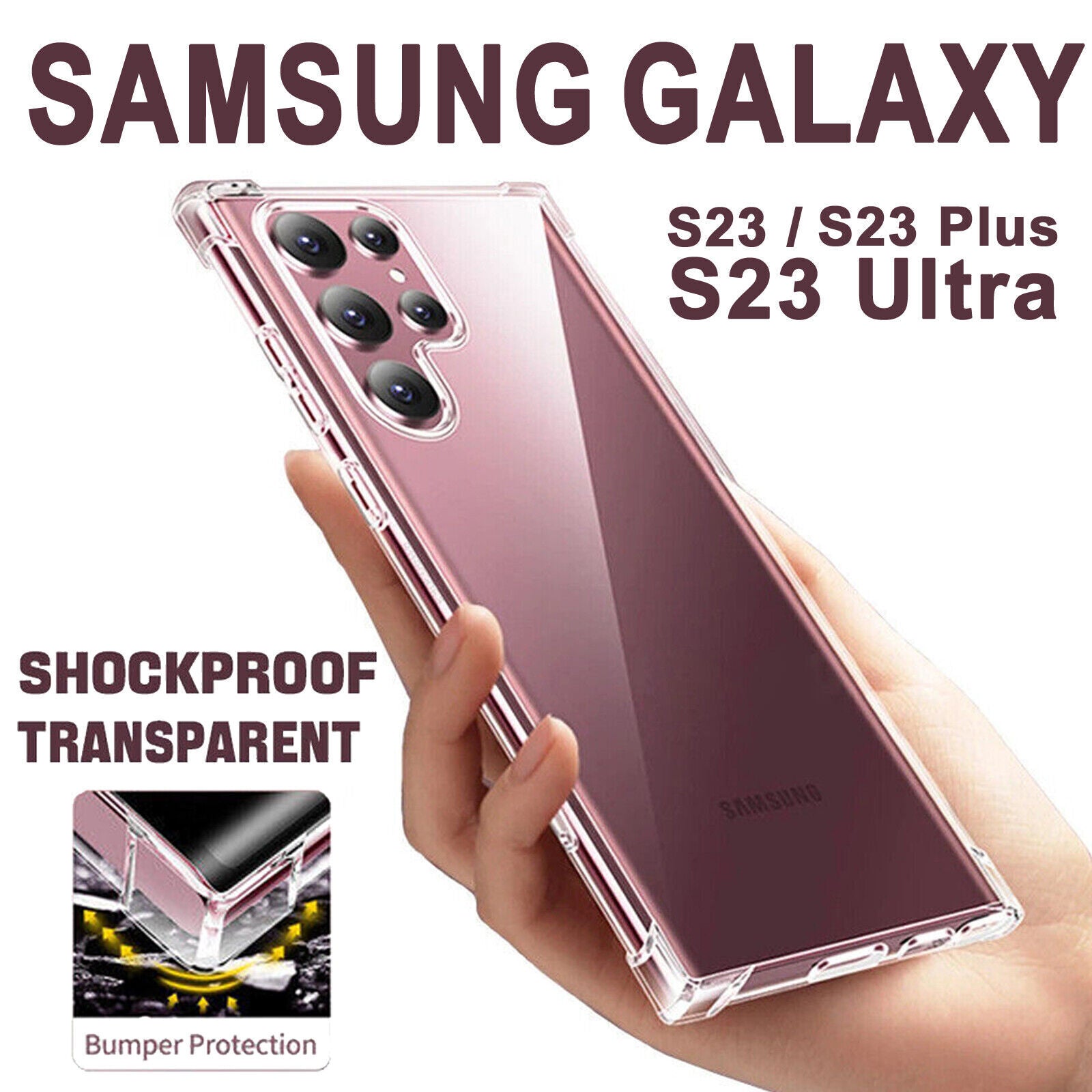 Shockproof Clear Bumper Thick Case For Galaxy S23 / S23+ / S23 Ultra Gel Cover