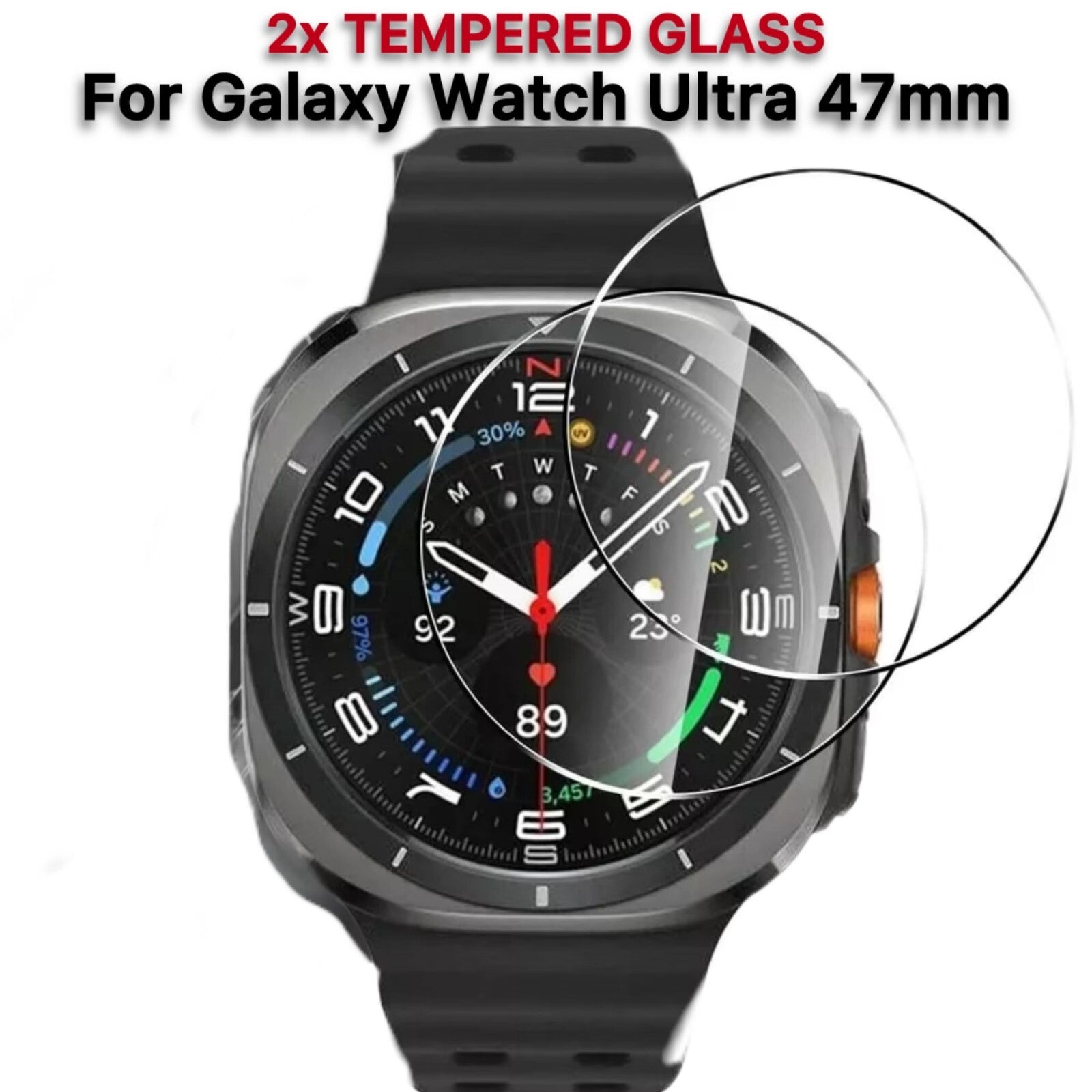 2x 9H Tempered Glass For Galaxy Watch Ultra 47mm Screen Protector