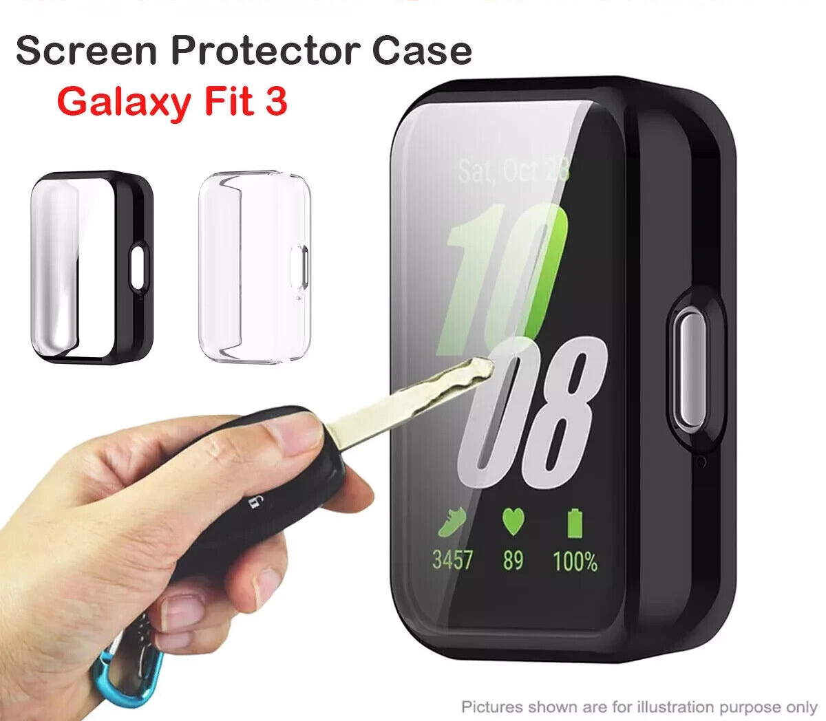 For Samsung Galaxy Fit 3 SM-R390 Full Screen Protector TPU Case Cover UK