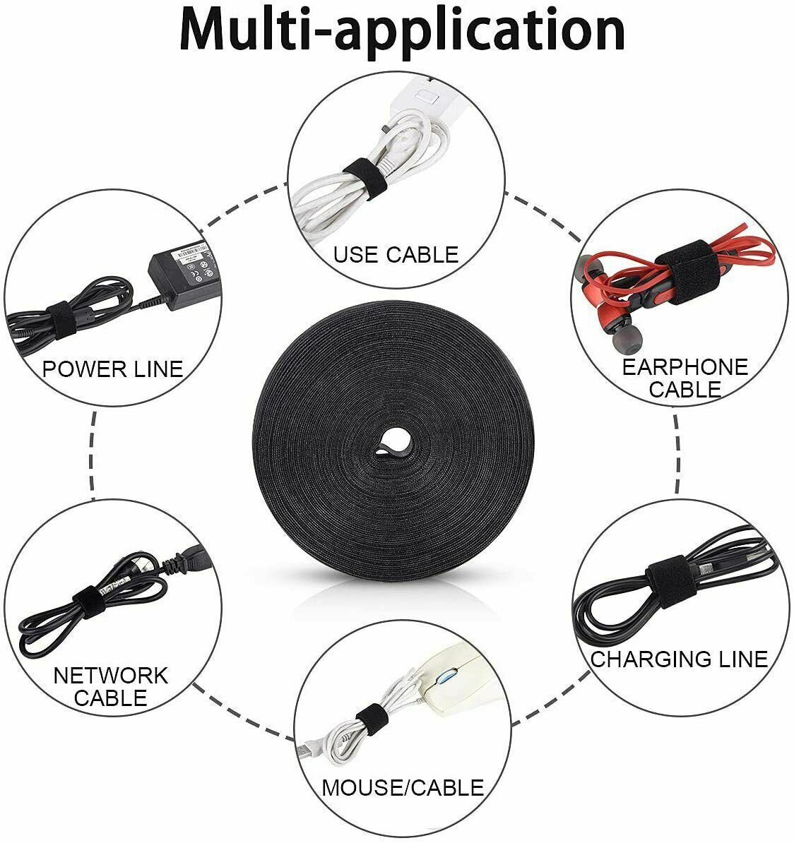 1M 3M 5M Cable Cord Nylon Strap Hook Loop Ties Tidy Reusable Wire Organizer