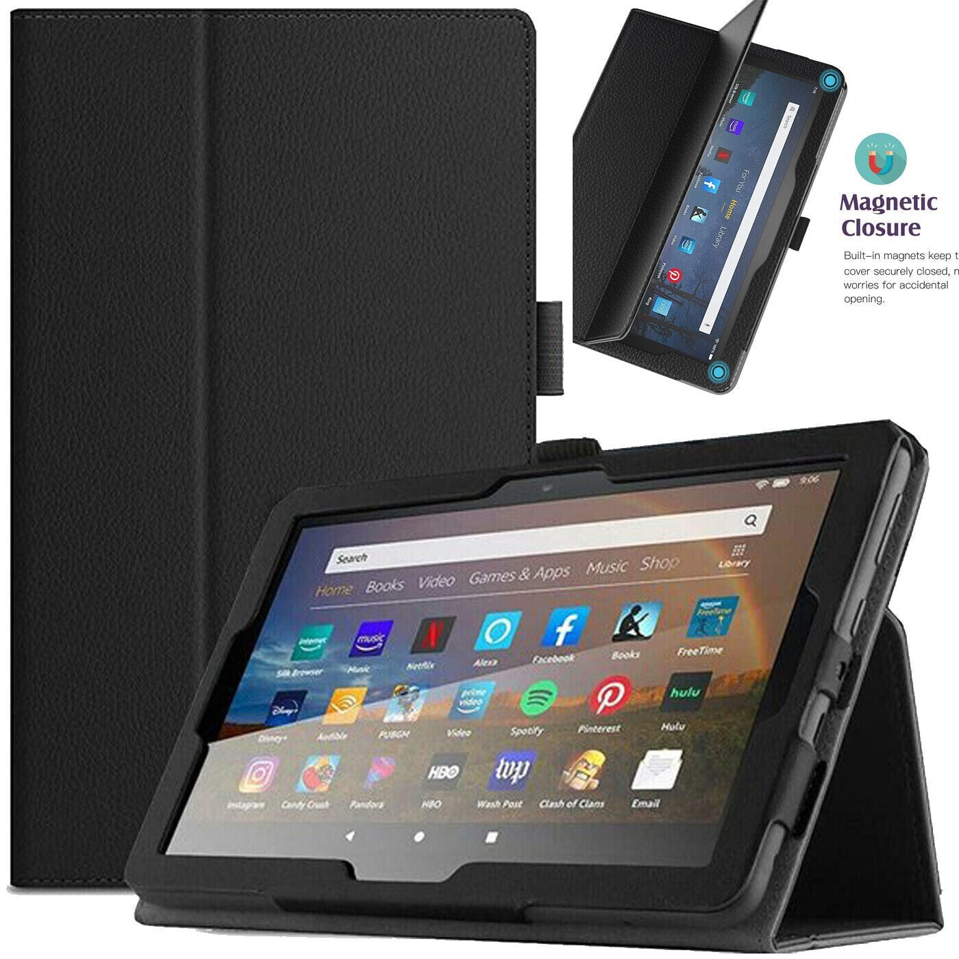 For All-New Kindle Fire 7'' 2022 Case 12th Gen Leather Folio Stand Tablet Cover