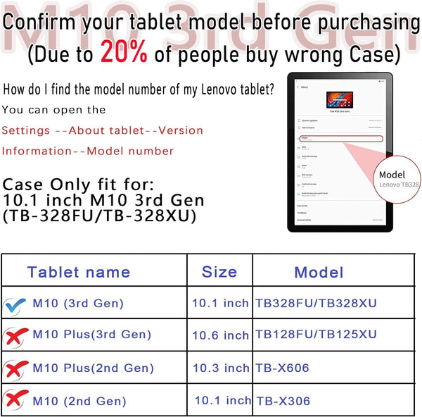 For Lenovo M10 3rd Gen 10.1 TB-328FU TB-328XU Leather Case Magnetic Stand Cover