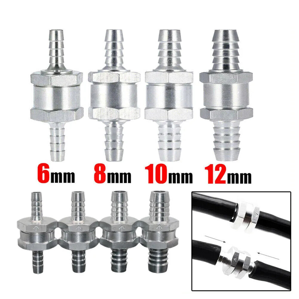 6 8 10 12mm Aluminum One-way Non-return Check Valve Fuel Water Gas Air Vacuum-UK