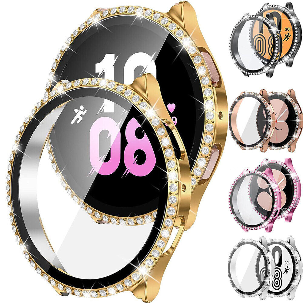 For Galaxy Watch FE 7 40mm Bling Glass Screen Protector Diamond Case Cover