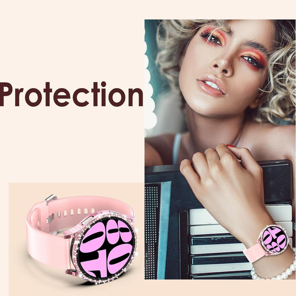For Galaxy Watch FE 7 40mm Bling Glass Screen Protector Diamond Case Cover