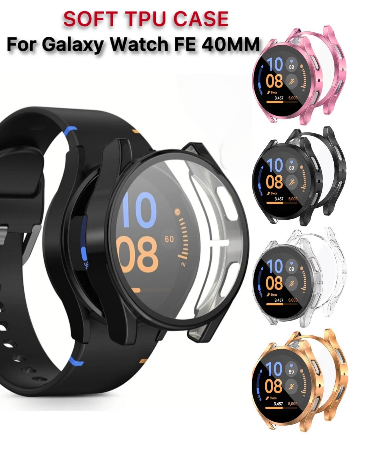 Case For Samsung Galaxy Watch FE 40mm TPU Silicone Screen Protector Cover