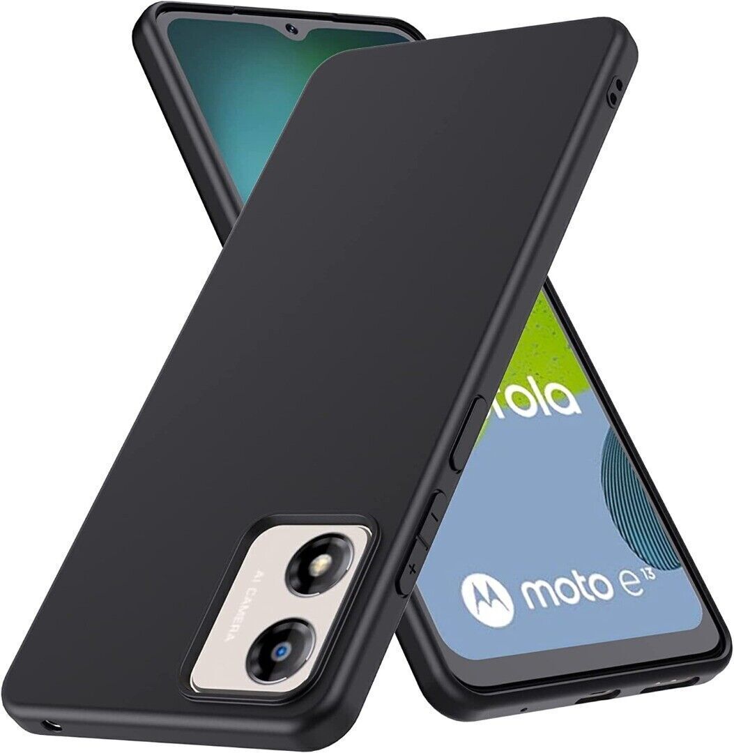 Case For Motorola Moto E13 Soft Silicone Shockproof TPU Matte Black Gel Cover-UK