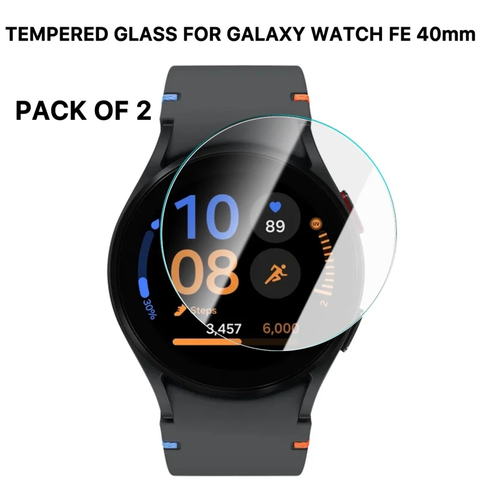 Pack Of 2 Tempered Glass For Samsung Galaxy Watch FE 40MM Screen Protector