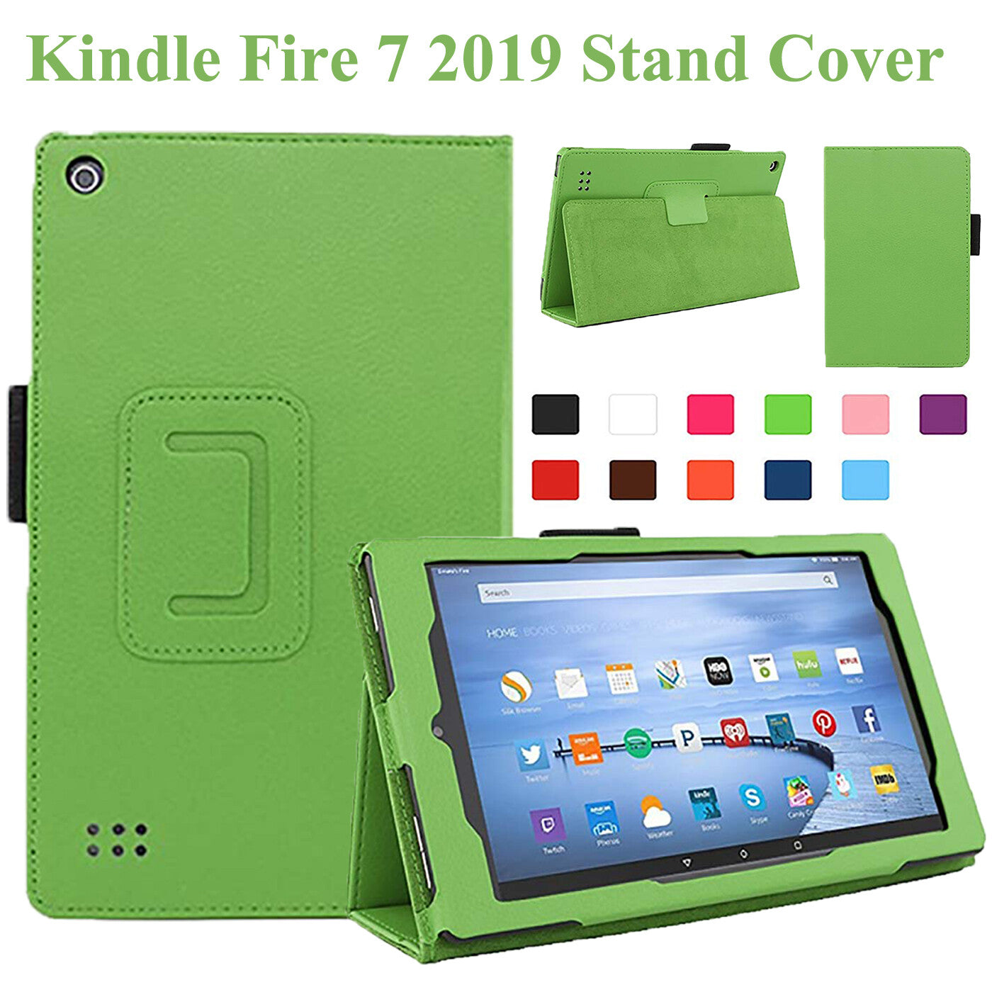 Smart PU Leather Folio Protective Slim Case Stand Cover For Kindle Fire 7 9th Gen