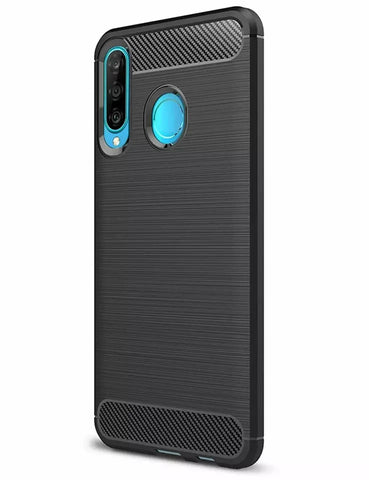For Huawei P30 lite Case Carbon Fibre Gel Cover Ultra Slim Silicon Shockproof