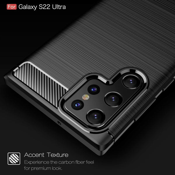 For Galaxy S22 5G S22+ S22 Ultra Carbon Fiber Shockproof Case Gel Silicone Cover