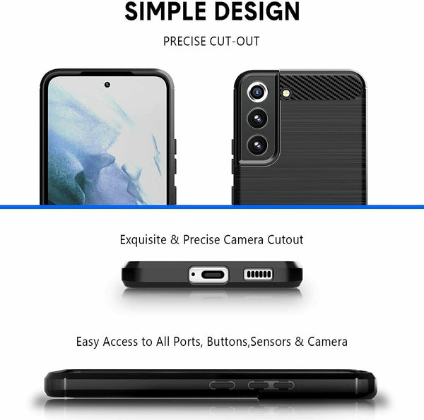 For Galaxy S22 5G S22+ S22 Ultra Carbon Fiber Shockproof Case Gel Silicone Cover