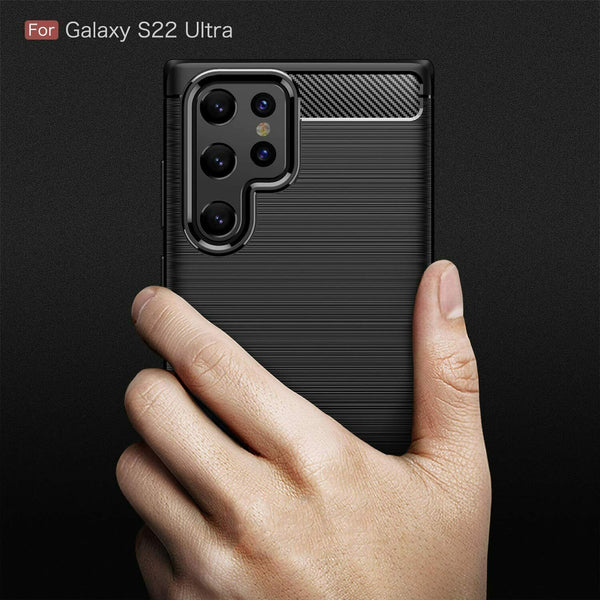 For Galaxy S22 5G S22+ S22 Ultra Carbon Fiber Shockproof Case Gel Silicone Cover