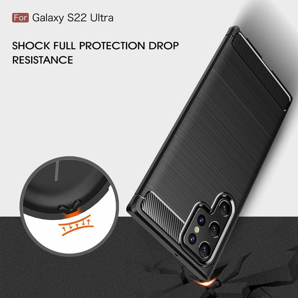 For Galaxy S22 5G S22+ S22 Ultra Carbon Fiber Shockproof Case Gel Silicone Cover