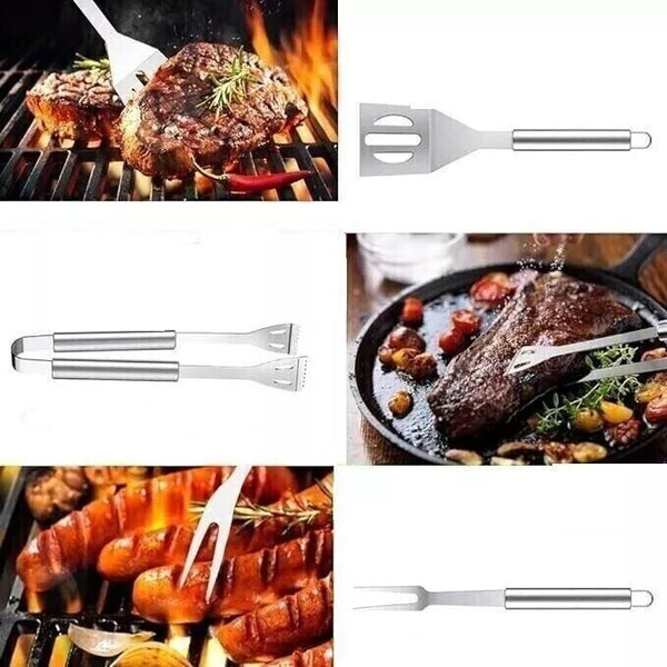 18X Stainless Steel BBQ Grill Tool Set Outdoor Utensil Cooking Cutlery Kit Case