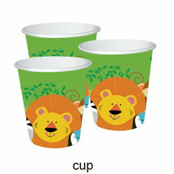 The Jungle Birthday Party Safari Animals 66 PCS Set Tableware Decoration Kit UK
