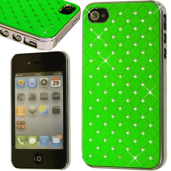 Luxury Bling Diamond Diamante Chrome Design Case Cover For Apple iPhone 4 4S UK