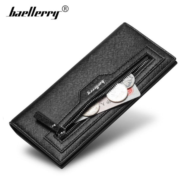 Men Baellerry Leather Long Wallet Clutch Organizer Purse Checkbook Card Holder
