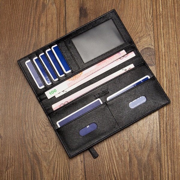 Men Baellerry Leather Long Wallet Clutch Organizer Purse Checkbook Card Holder