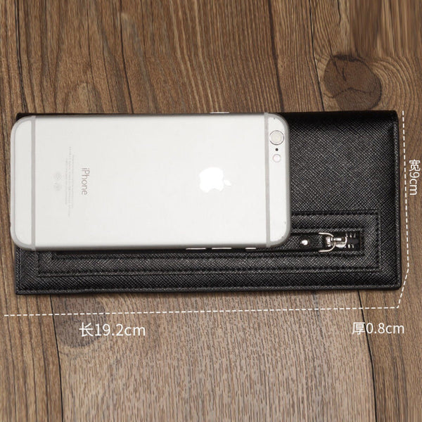 Men Baellerry Leather Long Wallet Clutch Organizer Purse Checkbook Card Holder