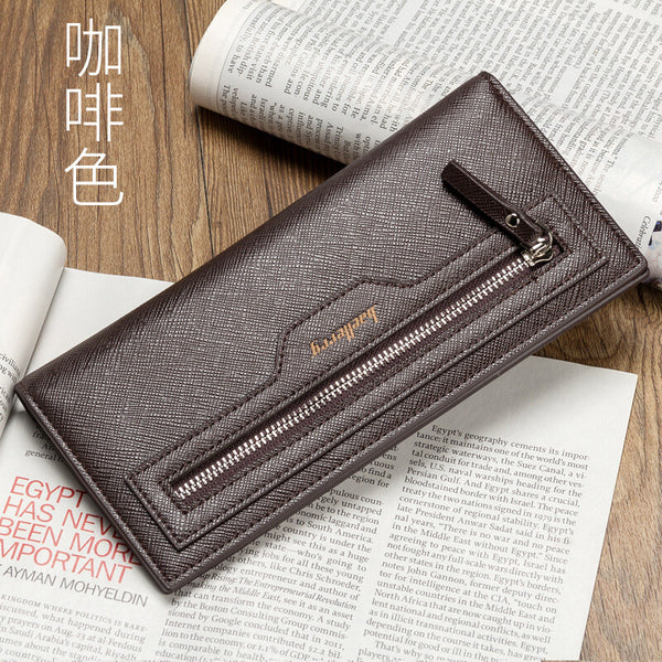 Men Baellerry Leather Long Wallet Clutch Organizer Purse Checkbook Card Holder