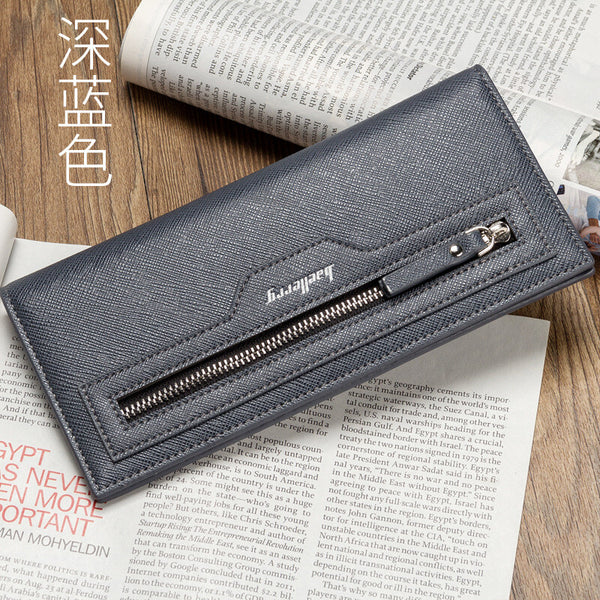 Men Baellerry Leather Long Wallet Clutch Organizer Purse Checkbook Card Holder