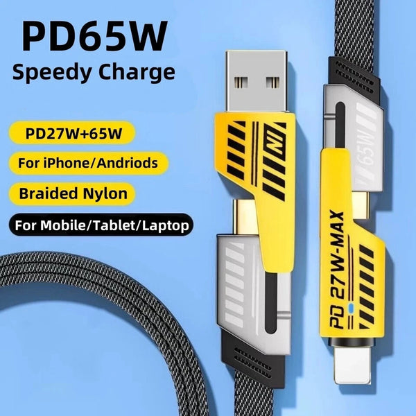 4 in 1 Multi USB PD Charger Charging Cable Cord For iPhone USB C Samsung Android