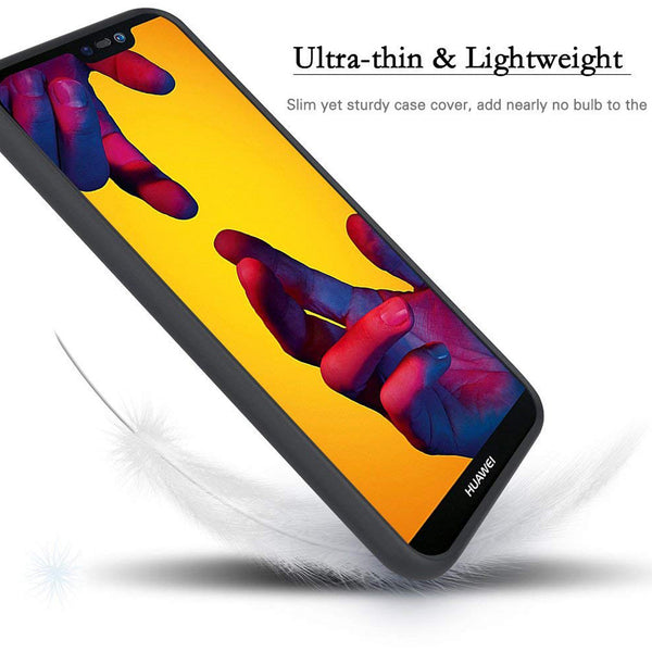 For Huawei P20 Lite Black Ultra Slim Soft Silicone TPU Matte Back Case Cover UK