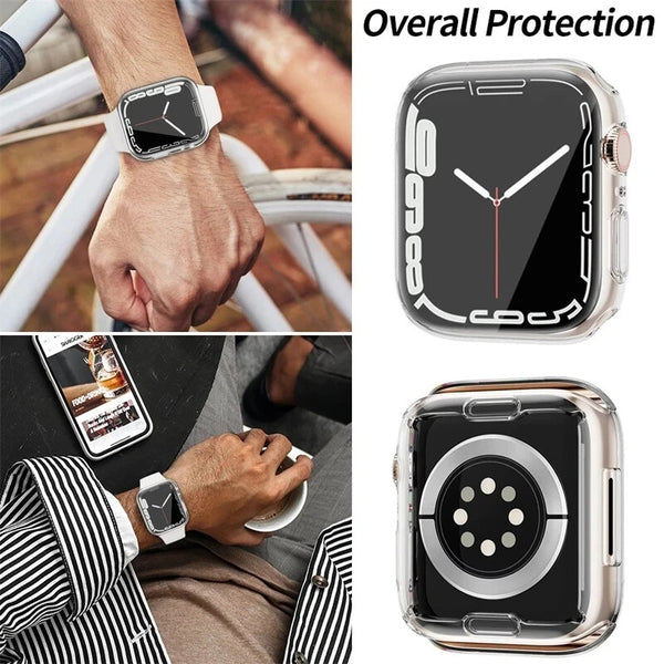 Case for Apple Watch 7 8 9 Series Soft TPU Clear Silicon Screen Protector Cover