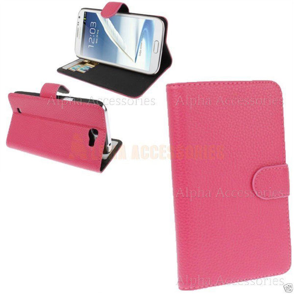 Case For Galaxy Note II N7100 Leather Wallet Folding Stand Card Pocket Cover UK