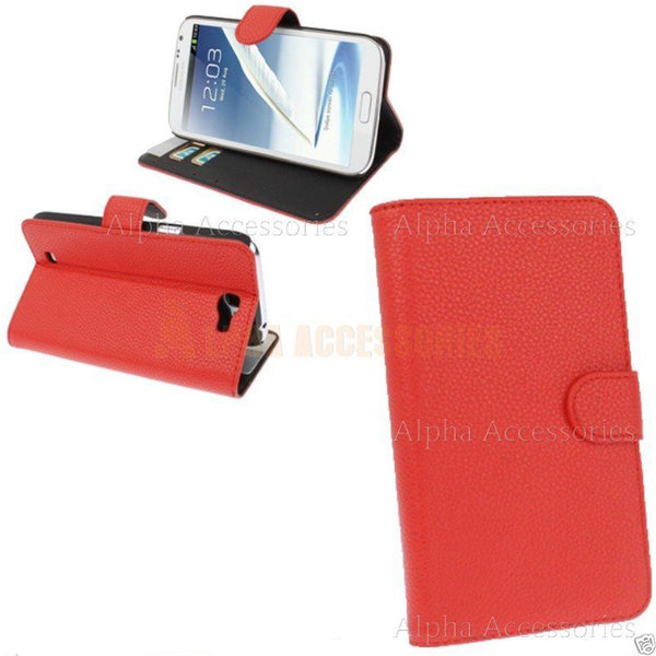 Case For Galaxy Note II N7100 Leather Wallet Folding Stand Card Pocket Cover UK