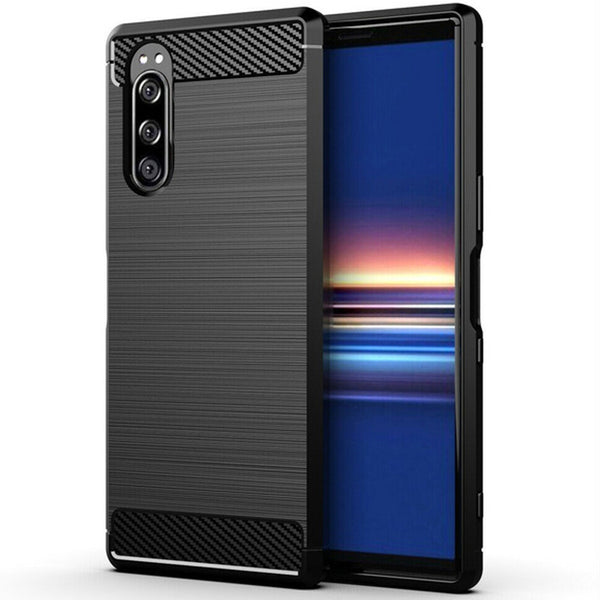 For Sony Xperia 1 II 5 II 10 II Case Shockproof  Armour Soft TPU Carbon Cover UK