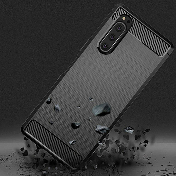 For Sony Xperia 1 II 5 II 10 II Case Shockproof  Armour Soft TPU Carbon Cover UK
