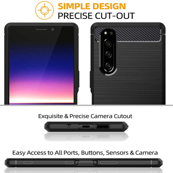 For Sony Xperia 1 II 5 II 10 II Case Shockproof  Armour Soft TPU Carbon Cover UK