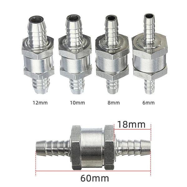 6 8 10 12mm Aluminum One-way Non-return Check Valve Fuel Water Gas Air Vacuum-UK