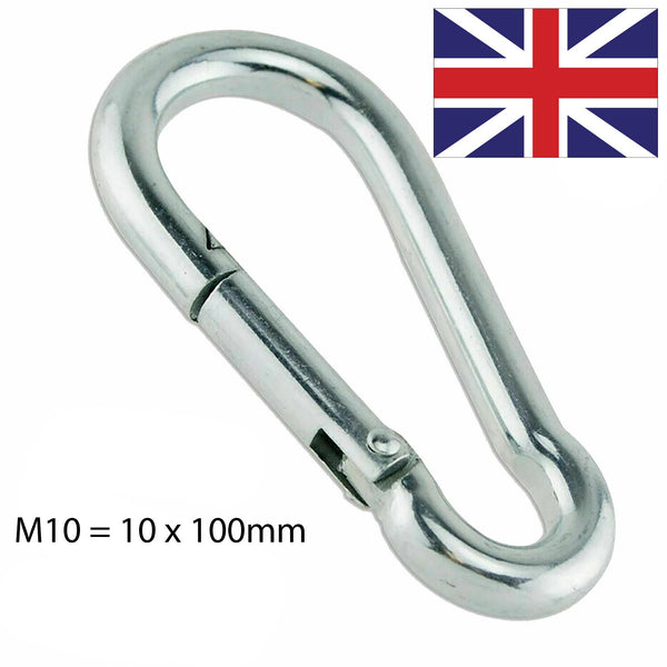 Carabiner Clip Snap Hook Spring Loaded Steel Karabiner Carabina Carbine - UK