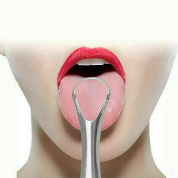 Pack of 2 Stainless Steel Tongue Cleaner Scraper Dental Care for Oral Mouth Hygiene