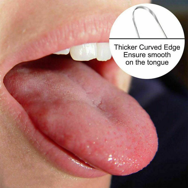 Pack of 2 Stainless Steel Tongue Cleaner Scraper Dental Care for Oral Mouth Hygiene