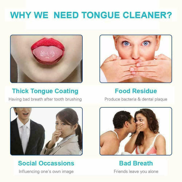 Pack of 2 Stainless Steel Tongue Cleaner Scraper Dental Care for Oral Mouth Hygiene