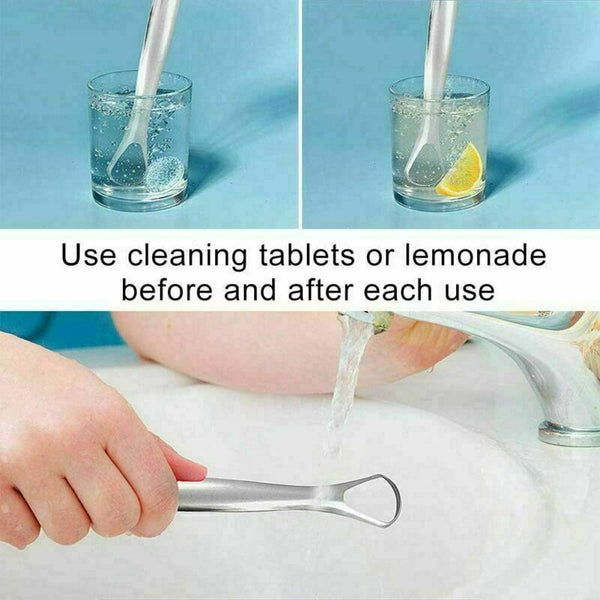 Pack of 2 Stainless Steel Tongue Cleaner Scraper Dental Care for Oral Mouth Hygiene